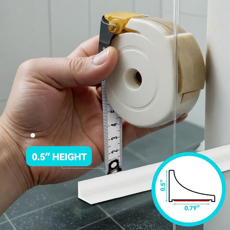 DLYYPLUS Store Shower Threshold Water Dam Barrier 39", Silicone Sealant Included, Collapsible Self-Adhesive Water Blocker, Shower Door Water Stopper for Floor Bathroom Kitchen Bathtub Sink - Image 3